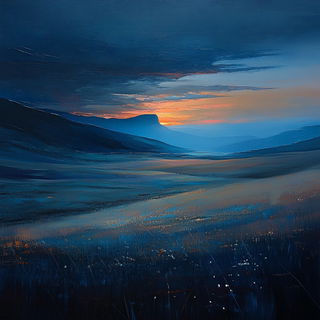 Cloudbank Intermezzo style, Midjourney V6.1: realistic landscape photograph of quiet dawn