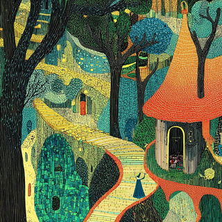 Peachscale Maquette style, Midjourney V6.1: retro fairy-tale illustration