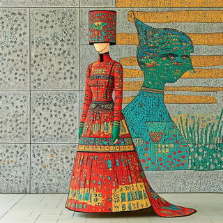 Peachscale Maquette style, Midjourney V6.1: haute-couture fashion outfit