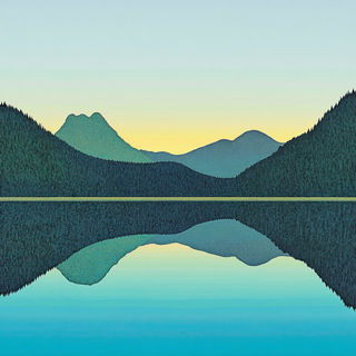 Peachscale Maquette style, Midjourney V6.1: realistic landscape photograph of quiet dawn