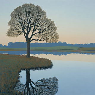 Tealwind Expeditionary style, Midjourney V6.1: realistic landscape photograph of quiet dawn
