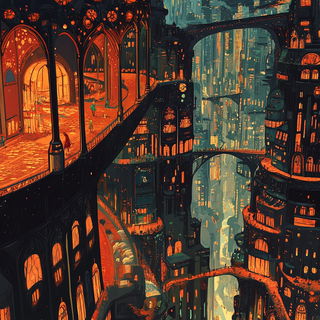 Citadel of Flat Light style, Midjourney V6.1: megacity with futuristic bioarchitecture