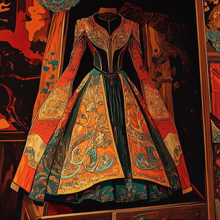 Citadel of Flat Light style, Midjourney V6.1: haute-couture fashion outfit