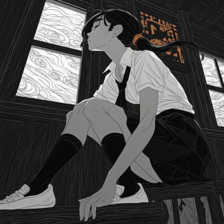 Citadel of Flat Light style, Midjourney V6.1: black-and-white manga comic strip