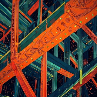 Citadel of Flat Light style, Midjourney V6.1: technical infrastructure blueprint schematics