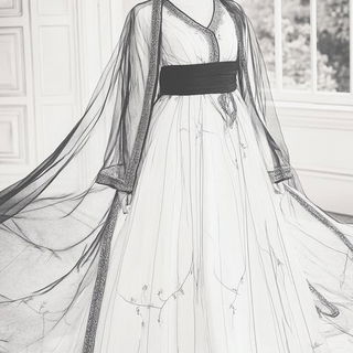 Blackcoat Joinery style, Midjourney V6.1: haute-couture fashion outfit