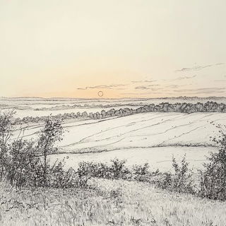 Blackcoat Joinery style, Midjourney V6.1: realistic landscape photograph of quiet dawn