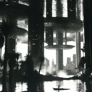 Fableweft style, Midjourney V6.1: megacity with futuristic bioarchitecture