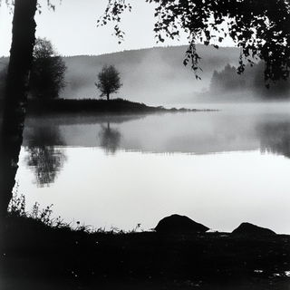 Fableweft style, Midjourney V6.1: realistic landscape photograph of quiet dawn