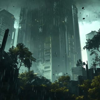 Fluoromercantile style, Midjourney V6.1: megacity with futuristic bioarchitecture