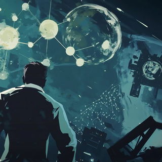 Fluoromercantile style, Midjourney V6.1: editorial illustration for popular scientific magazine cover