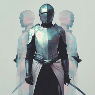 Mushroom Hatching style, Midjourney V6.1: concept art character design of retropunk steam knight