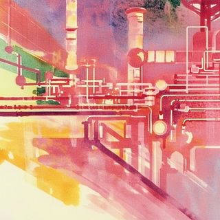 Atelier Vitriform style, Midjourney V6.1: technical infrastructure blueprint schematics