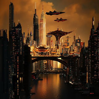 Sakura Railframe style, Midjourney V6.1: megacity with futuristic bioarchitecture
