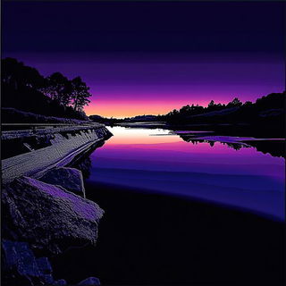 Roselite Floatmass style, Midjourney V6.1: realistic landscape photograph of quiet dawn