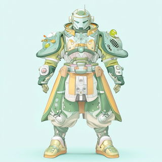 Cloudgarden Chromafolk style, Midjourney V6.1: concept art character design of retropunk steam knight