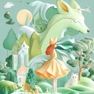 Cloudgarden Chromafolk style, Midjourney V6.1: retro fairy-tale illustration