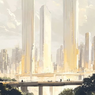 Hatchbone style, Midjourney V6.1: megacity with futuristic bioarchitecture