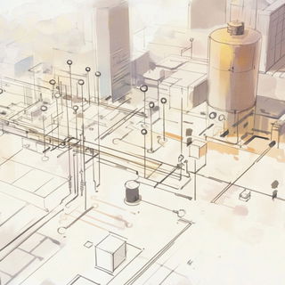 Hatchbone style, Midjourney V6.1: technical infrastructure blueprint schematics