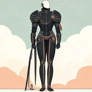 Blackplate Specimenary style, Midjourney V6.1: concept art character design of retropunk steam knight