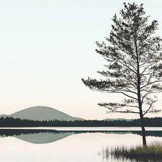 Blackplate Specimenary style, Midjourney V6.1: realistic landscape photograph of quiet dawn