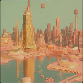 Petalchromia style, Midjourney V6.1: megacity with futuristic bioarchitecture