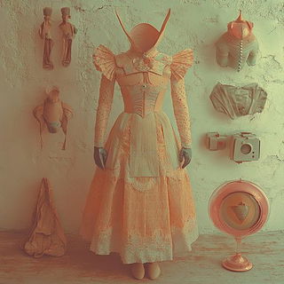Petalchromia style, Midjourney V6.1: haute-couture fashion outfit