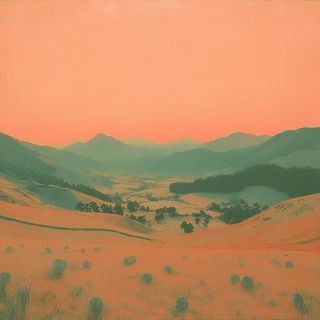 Petalchromia style, Midjourney V6.1: realistic landscape photograph of quiet dawn