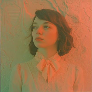 Petalchromia style, Midjourney V6.1: photographic portrait of female protagonist