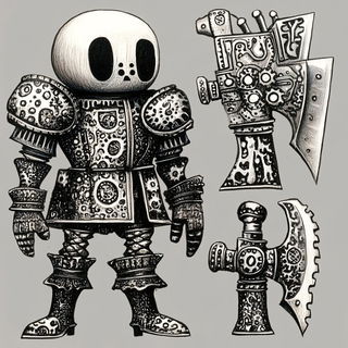 Citrus Orthogonals style, Midjourney V6.1: concept art character design of retropunk steam knight