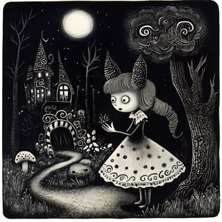 Citrus Orthogonals style, Midjourney V6.1: retro fairy-tale illustration