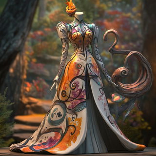 Berryglyphica style, Midjourney V6.1: haute-couture fashion outfit