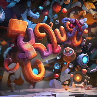 Berryglyphica style, Midjourney V6.1: typographic composition with large letters