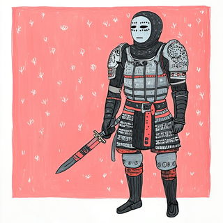 Balloonmechanica style, Midjourney V6.1: concept art character design of retropunk steam knight