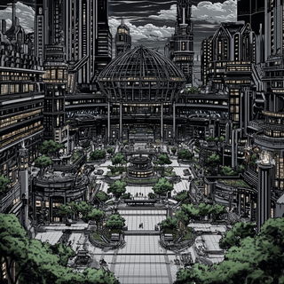 Calyx Baroque style, Midjourney V6.1: megacity with futuristic bioarchitecture