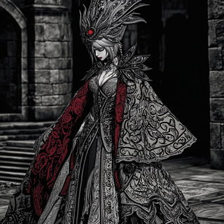 Calyx Baroque style, Midjourney V6.1: haute-couture fashion outfit