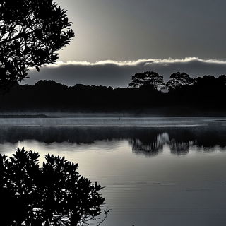 Calyx Baroque style, Midjourney V6.1: realistic landscape photograph of quiet dawn