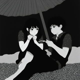 Nebulark style, Midjourney V6.1: black-and-white manga comic strip