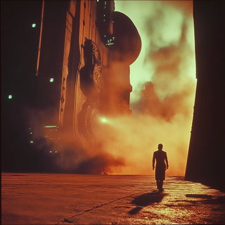 Splashscript style, Midjourney V6.1: cinematic shot from sci-fi movie
