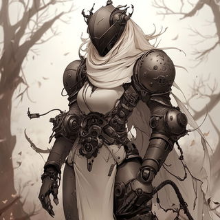 Gilded Magentarium style, Midjourney V6.1: concept art character design of retropunk steam knight