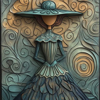 Scenomech style, Midjourney V6.1: haute-couture fashion outfit