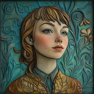 Scenomech style, Midjourney V6.1: photographic portrait of female protagonist