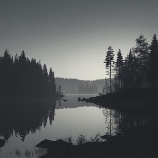Stratafolk style, Midjourney V6.1: realistic landscape photograph of quiet dawn