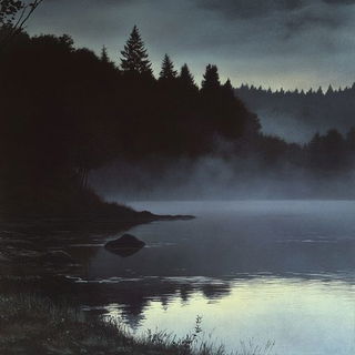 Chromarble style, Midjourney V6.1: realistic landscape photograph of quiet dawn