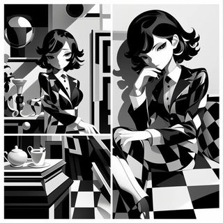Mortiseflare style, Midjourney V6.1: black-and-white manga comic strip