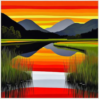 Mortiseflare style, Midjourney V6.1: realistic landscape photograph of quiet dawn