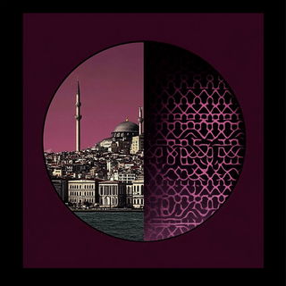 Mosaic Cenobite style, Midjourney V6.1: bold minimalist logo design for Istanbul city municipal services
