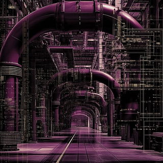 Mosaic Cenobite style, Midjourney V6.1: technical infrastructure blueprint schematics