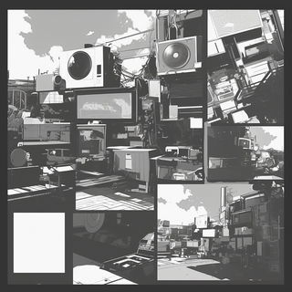 Verdant Countercurrent style, Midjourney V6.1: black-and-white manga comic strip