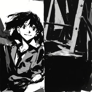Practical Gothic Kaiju style, Midjourney V6.1: black-and-white manga comic strip
